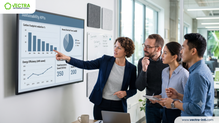 An operations team reviews the few sustainability KPIs that drive their weekly decisions.